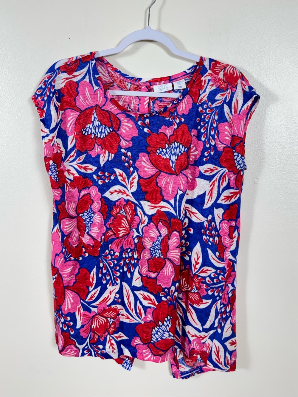 Sigrid Olsen Floral Top Medium Coastal Euro Summer Beachy